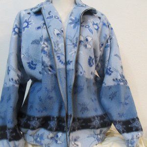 Blue And White Polyester  Zip Front Sweater / Jacket With Pockets